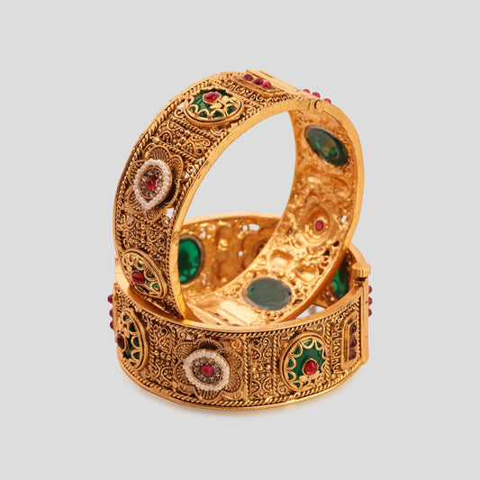 Jaipur Emerald Floral Beads Bangle