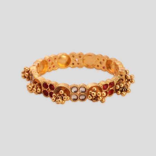 Kundan Ruby Kada with Ghungroo Drops