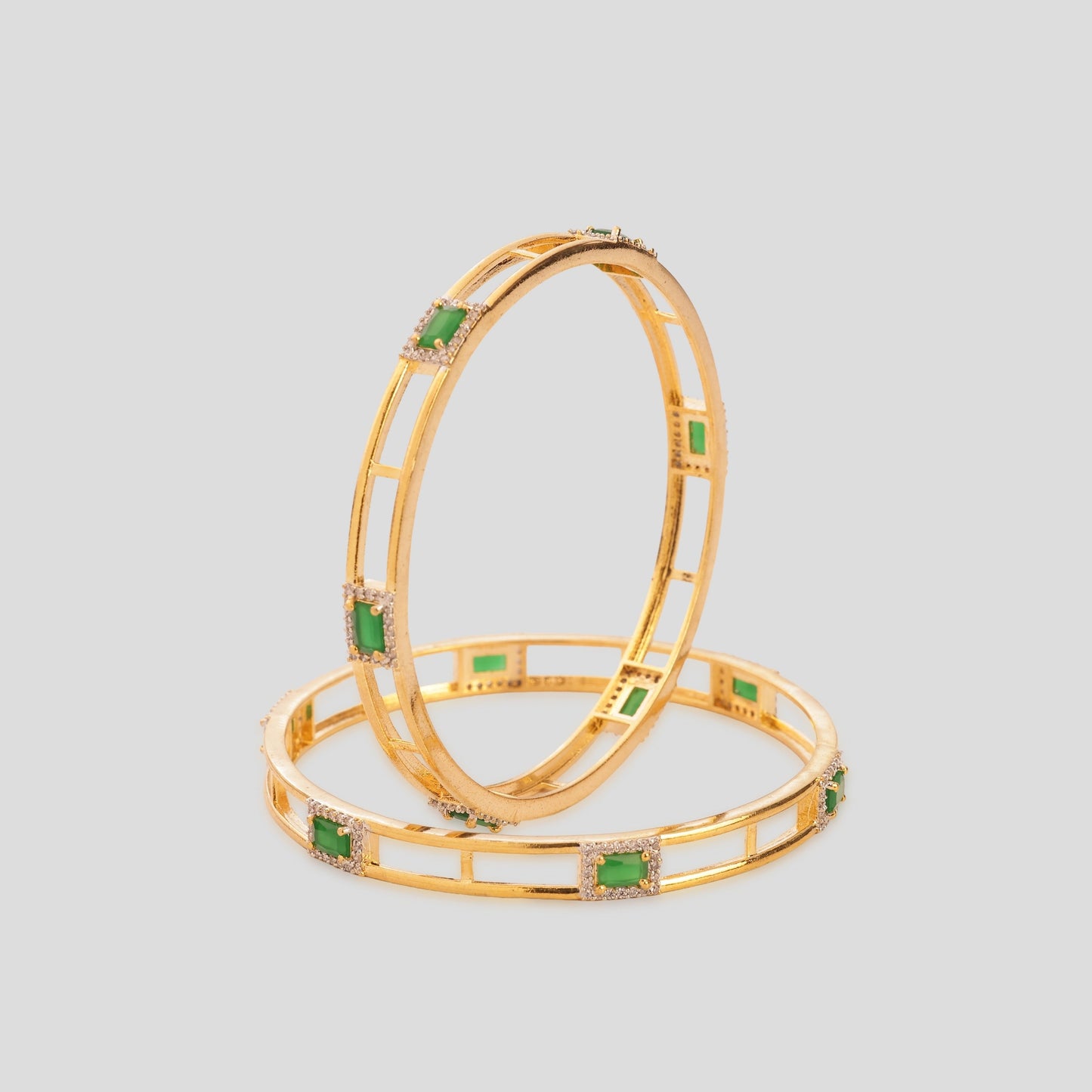 Diamond and Emerald Gold Bangles