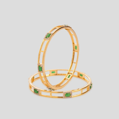Diamond and Emerald Gold Bangles