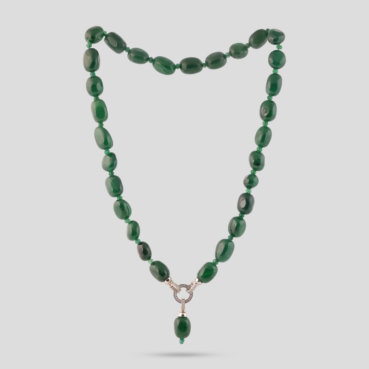Minimal Oval Bead Maala with Drop Pendant