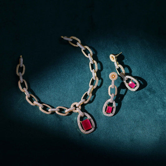 Ruby Pendent Chain Necklace