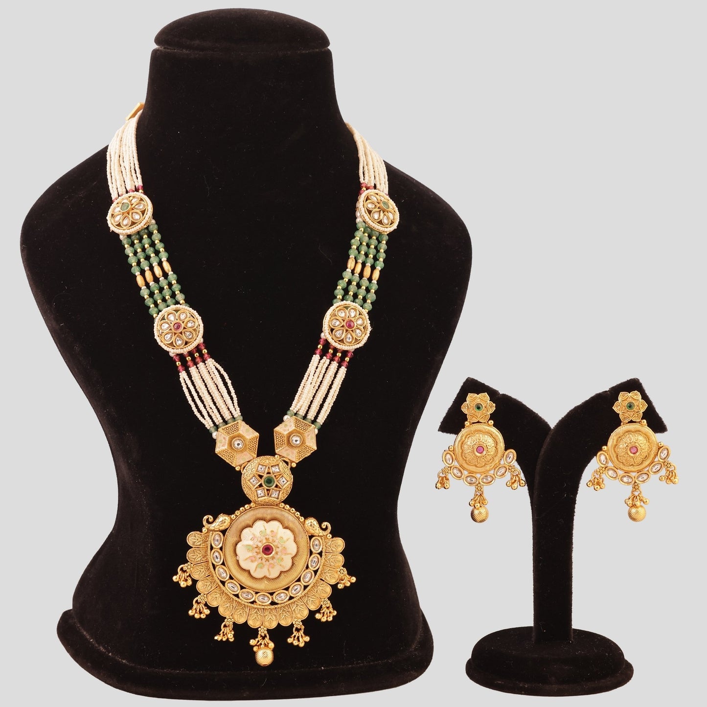 Enamel Polki Heritage Temple Set