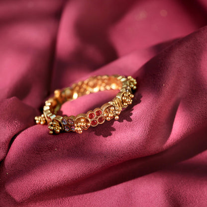 Kundan Ruby Kada with Ghungroo Drops