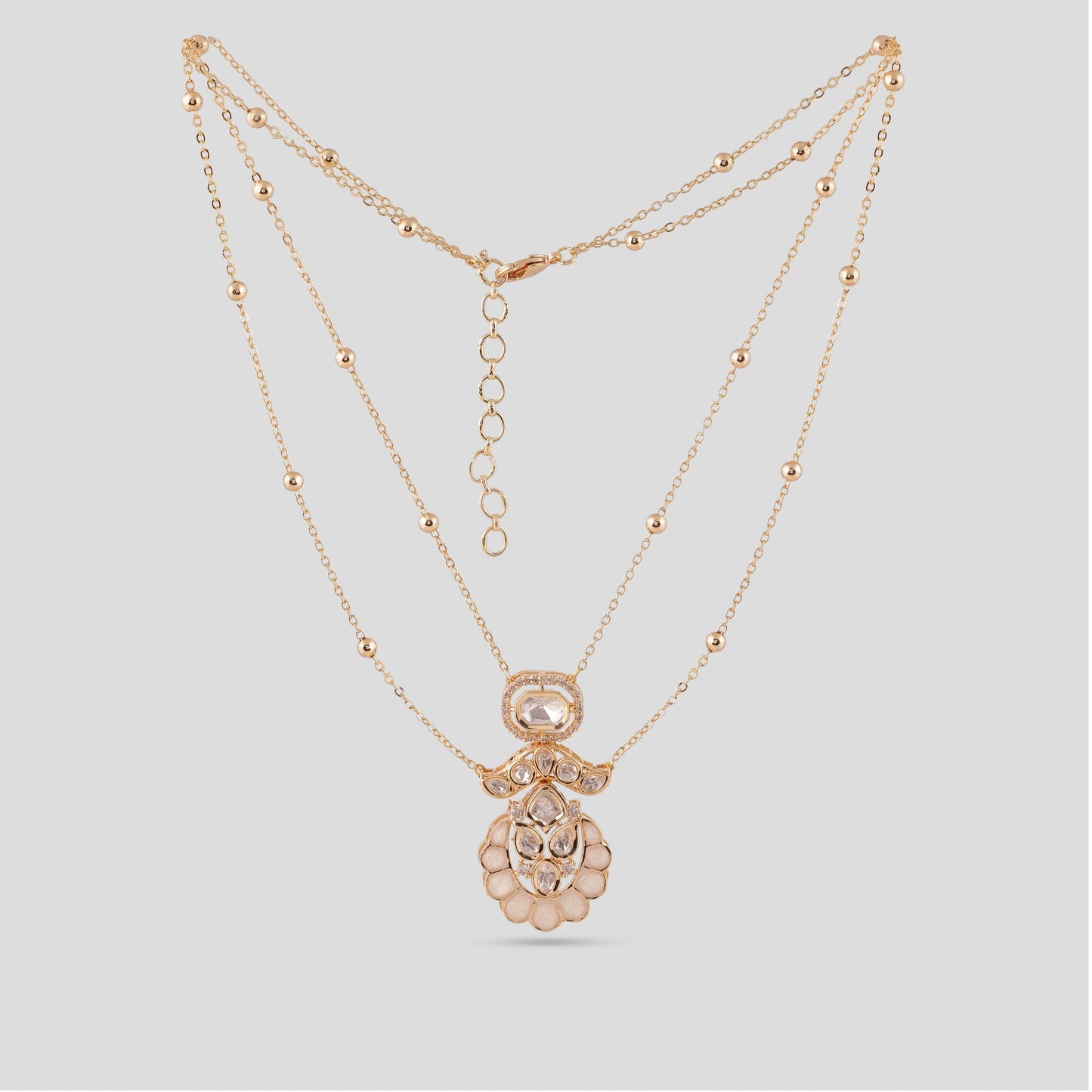 Double String Polki Pendent Set