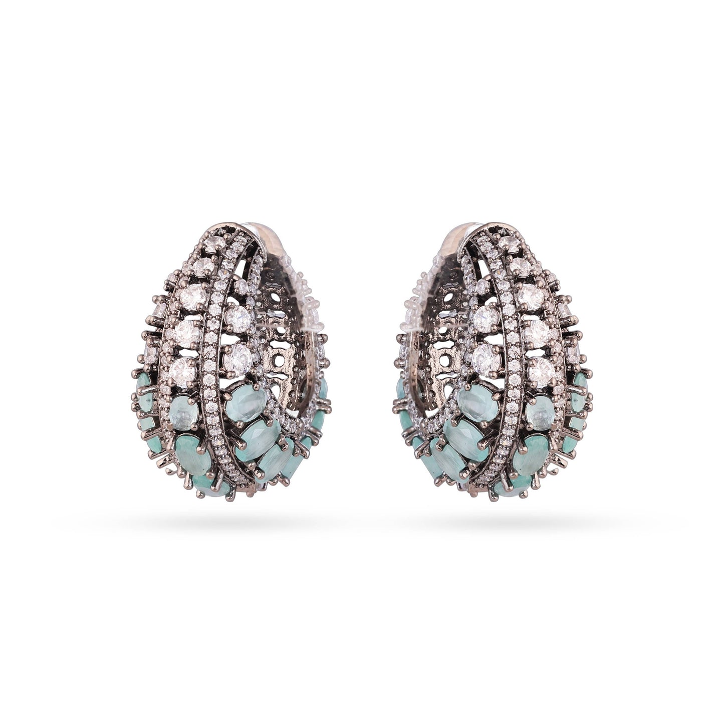 Bulky Hoop Earrings with Stones & Diamonds