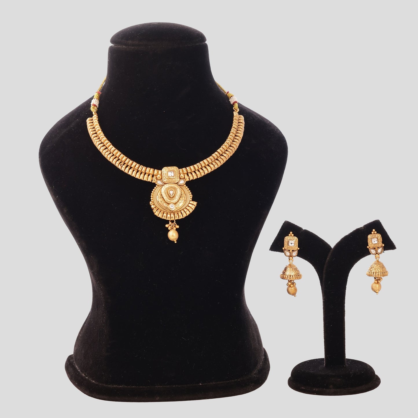 Structured Square Pendant with Dual Gem Frame