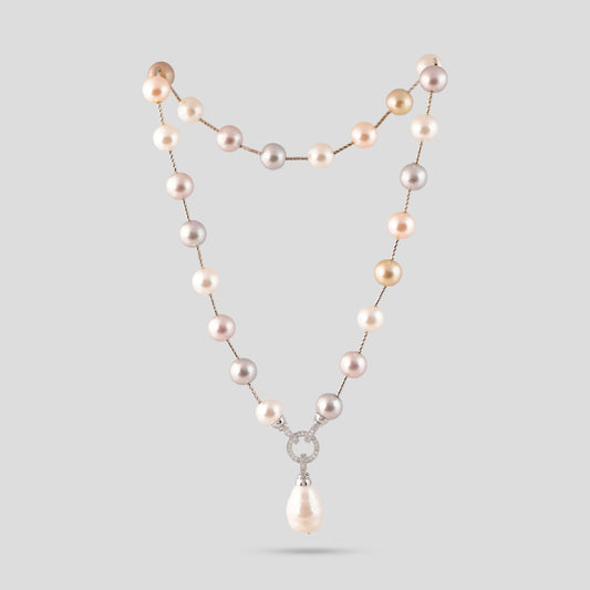 Multi Colour Pearl Strand Necklace