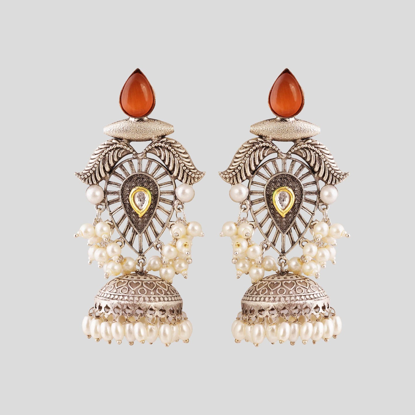 Oxidised Kashmiri Artistry Jhumka