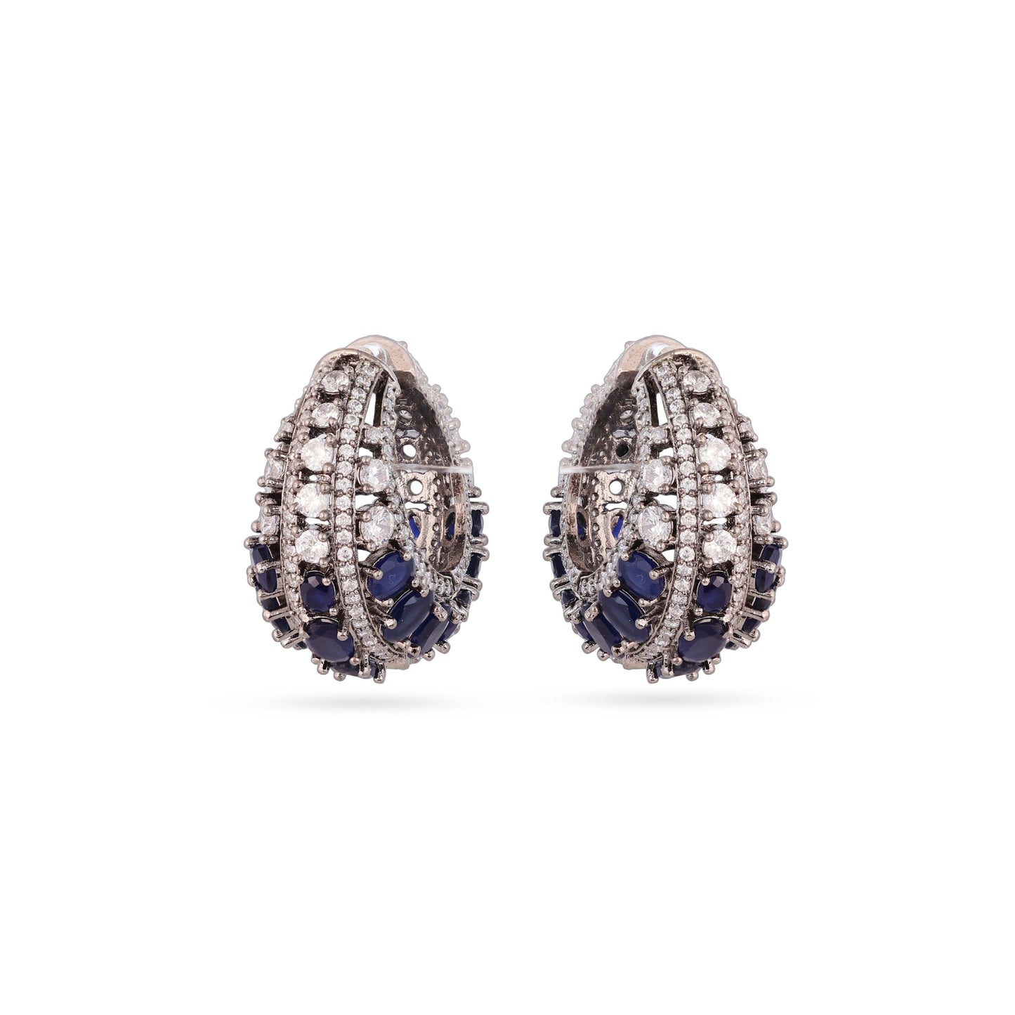 Bulky Hoop Earrings with Stones & Diamonds