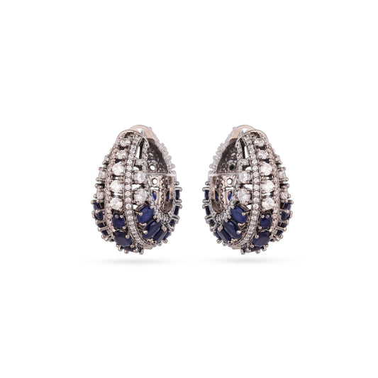 Bulky Hoop Earrings with Stones & Diamonds