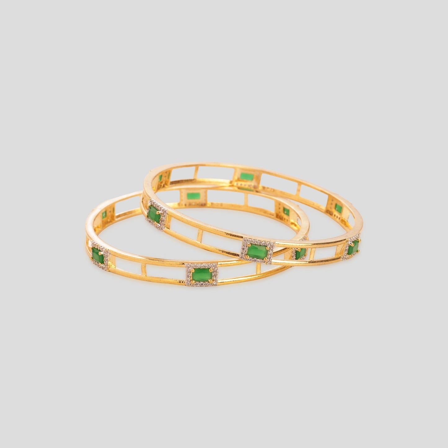 Diamond and Emerald Gold Bangles