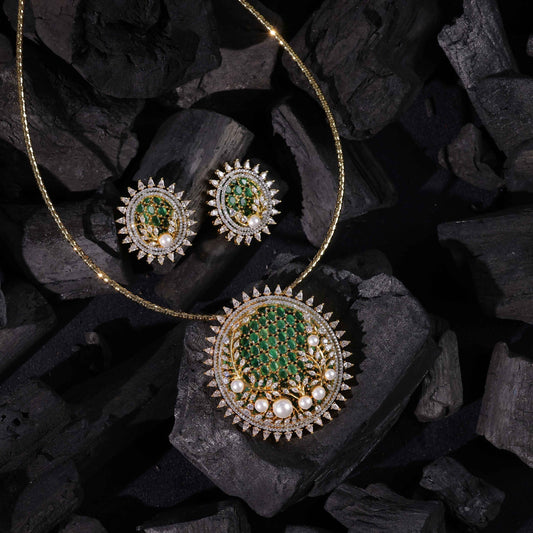 Cocktail Glam Pearl Brooch Pendant Set