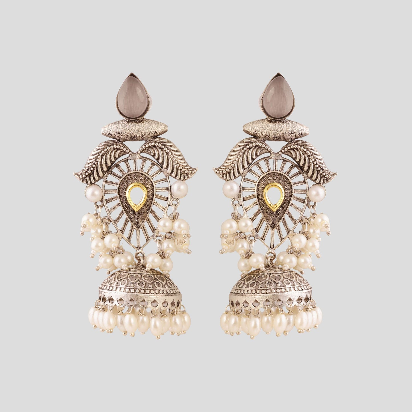 Oxidised Kashmiri Artistry Jhumka
