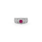 Small Ruby Stud on Diamond Circle Frame