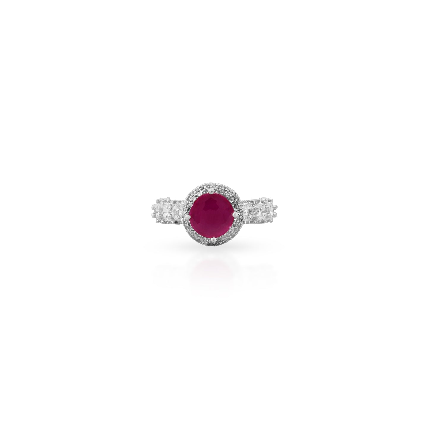 Ruby Crest Ring with Diamond Studded Band