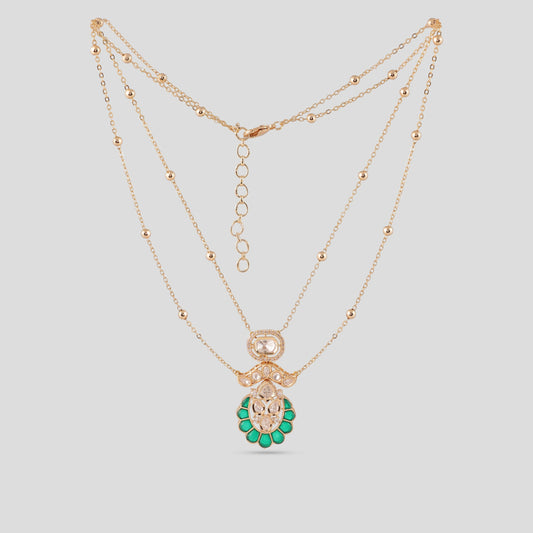 Double String Polki Pendent Set