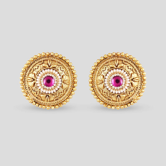 Minimal Ruby Bead Necklace with Carved Chakra