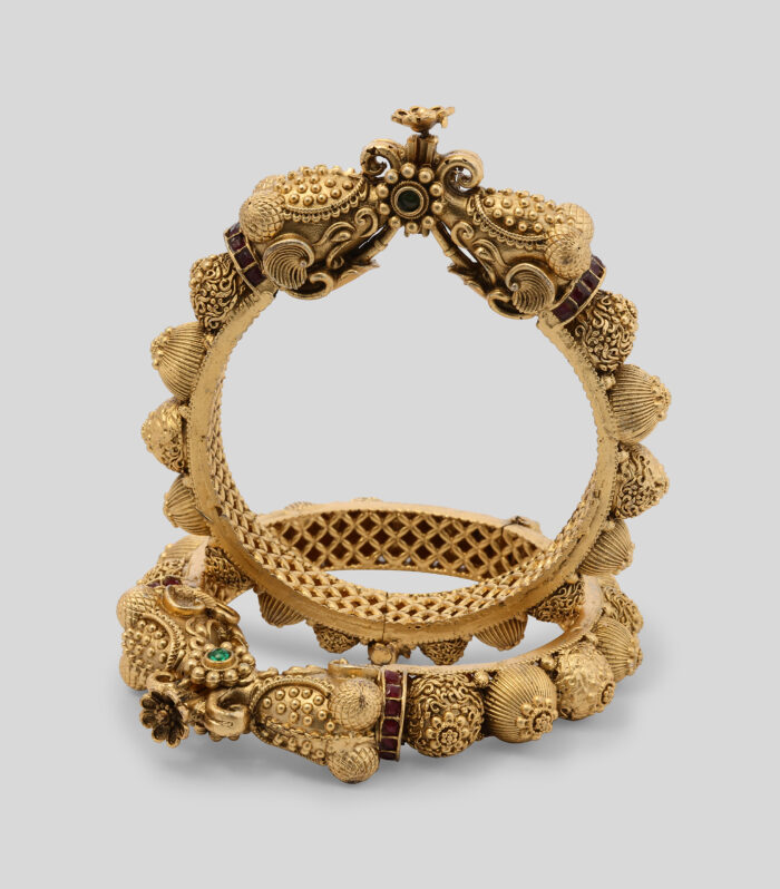 Majestic Tusker Gold Temple Bangles