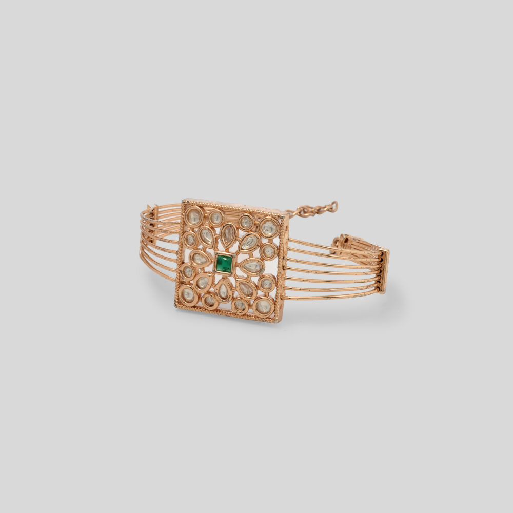 Golden Filigree Kundan Bracelet - Image 2
