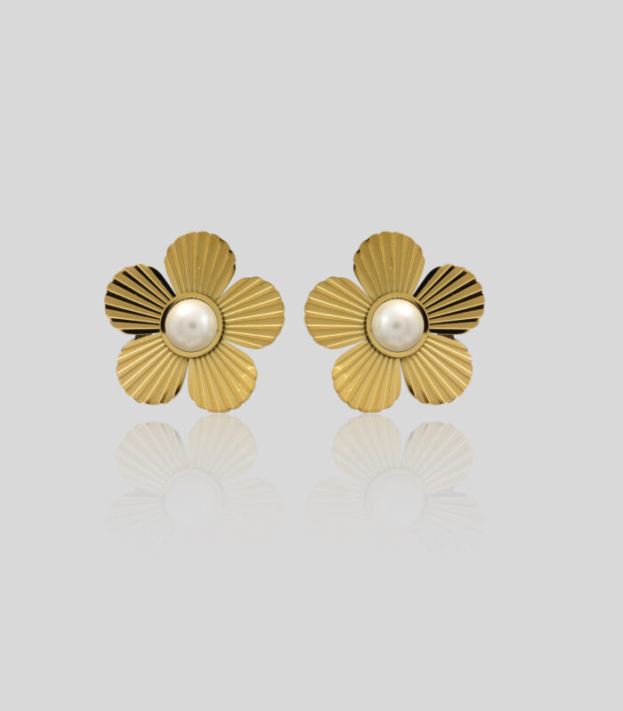 Golden Petal Bloom Aura Studs