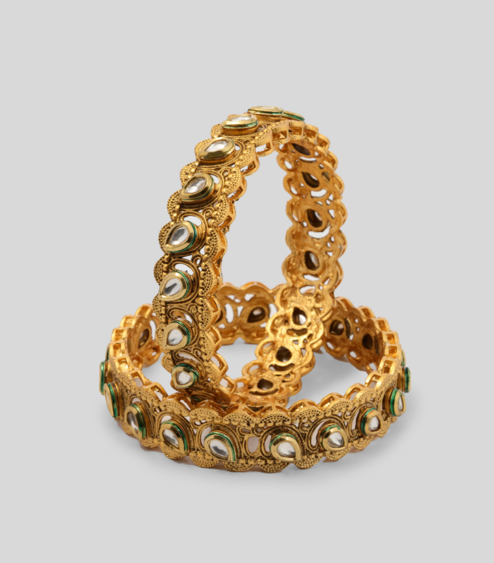 Golden Filigree Kundan Bangles